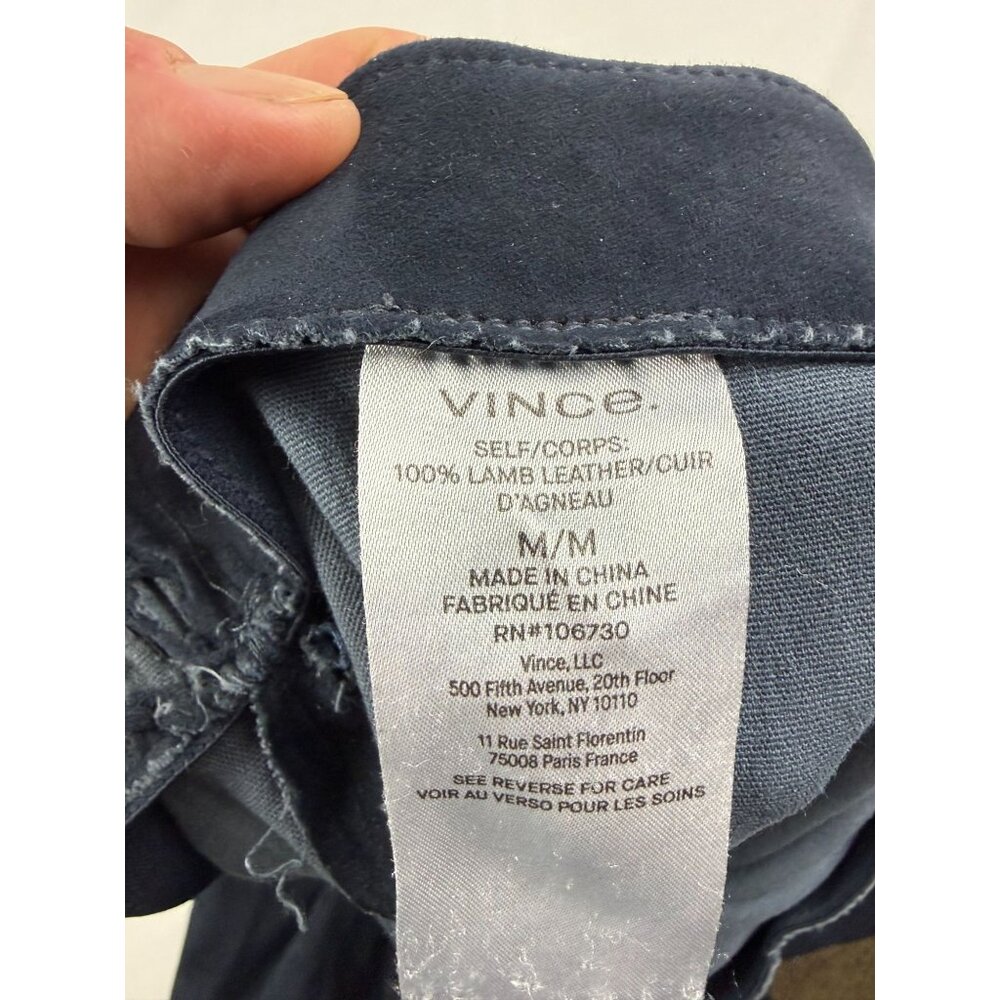 Vince Stretch Lamb Suede Split Hem Crop Pant in Navy Size M $1250 - Picture 6 of 11